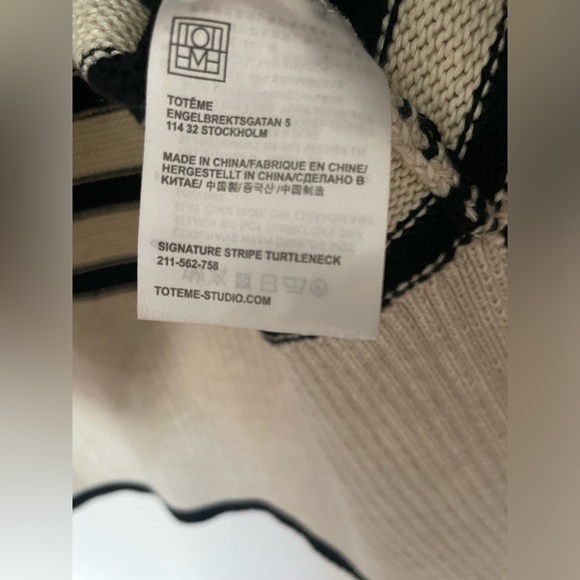 TOTEME Striped wool-blend turtleneck sweater $570 SZ S - Picture 8 of 12